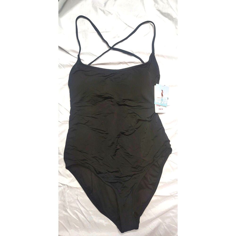 NWT Roxy SD Beach Classics Fashion One Piece Swimsuit Size L Surf Beach Black - Picture 1 of 11